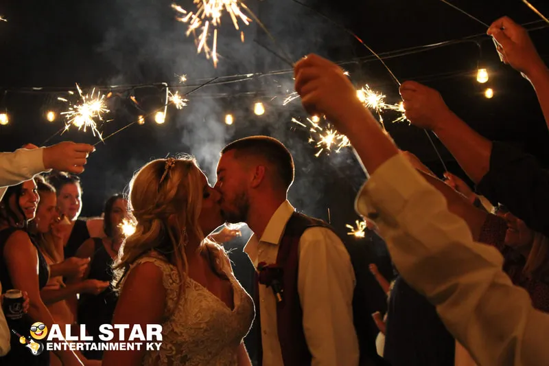 Sparkler send-off kiss